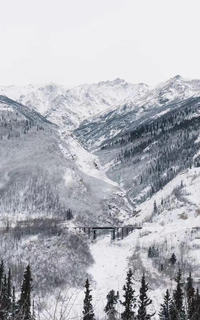 冬天的山脈，白雪覆蓋的靜謐之美